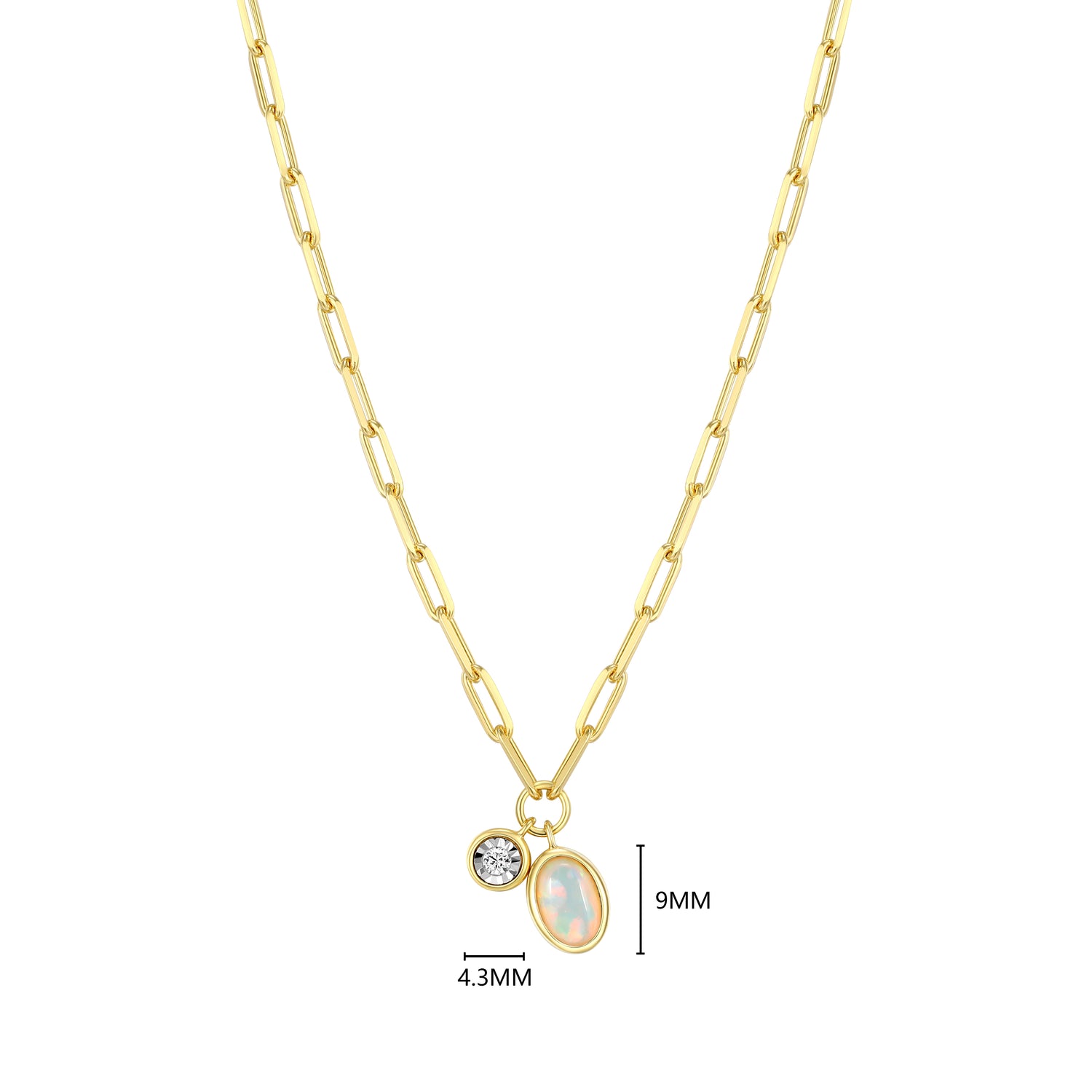 "M" October birthstone, gold-p