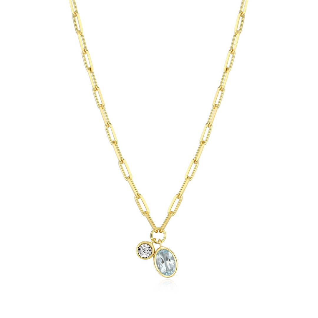 Aquamarine & Lab-created Diamond Pendant