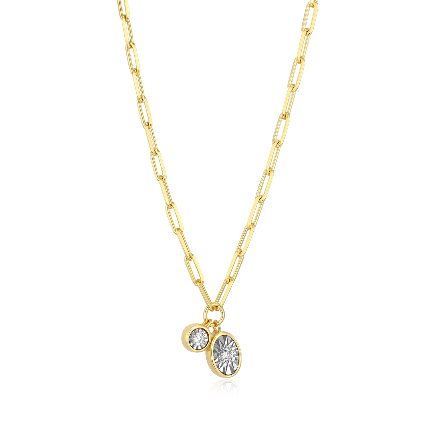 "M" April birthstone, gold-pla