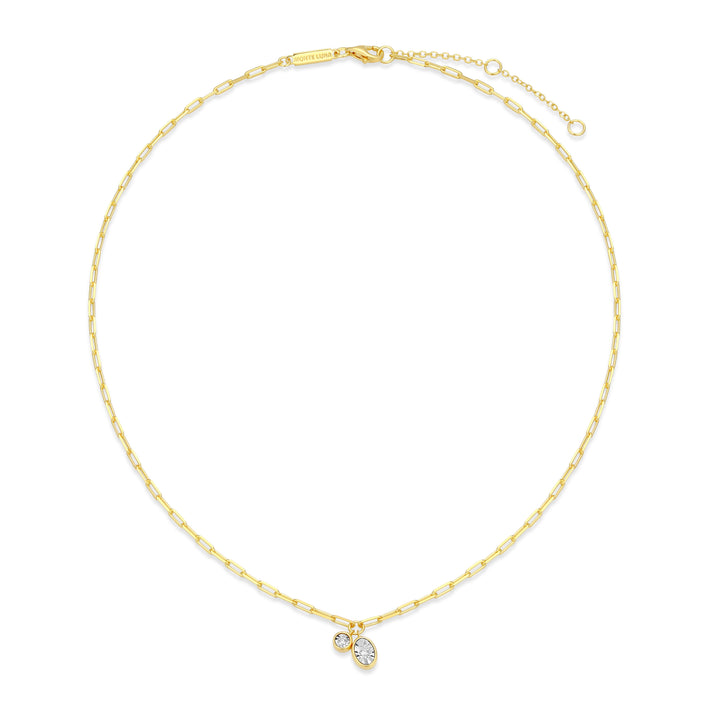 "M" April birthstone, gold-pla