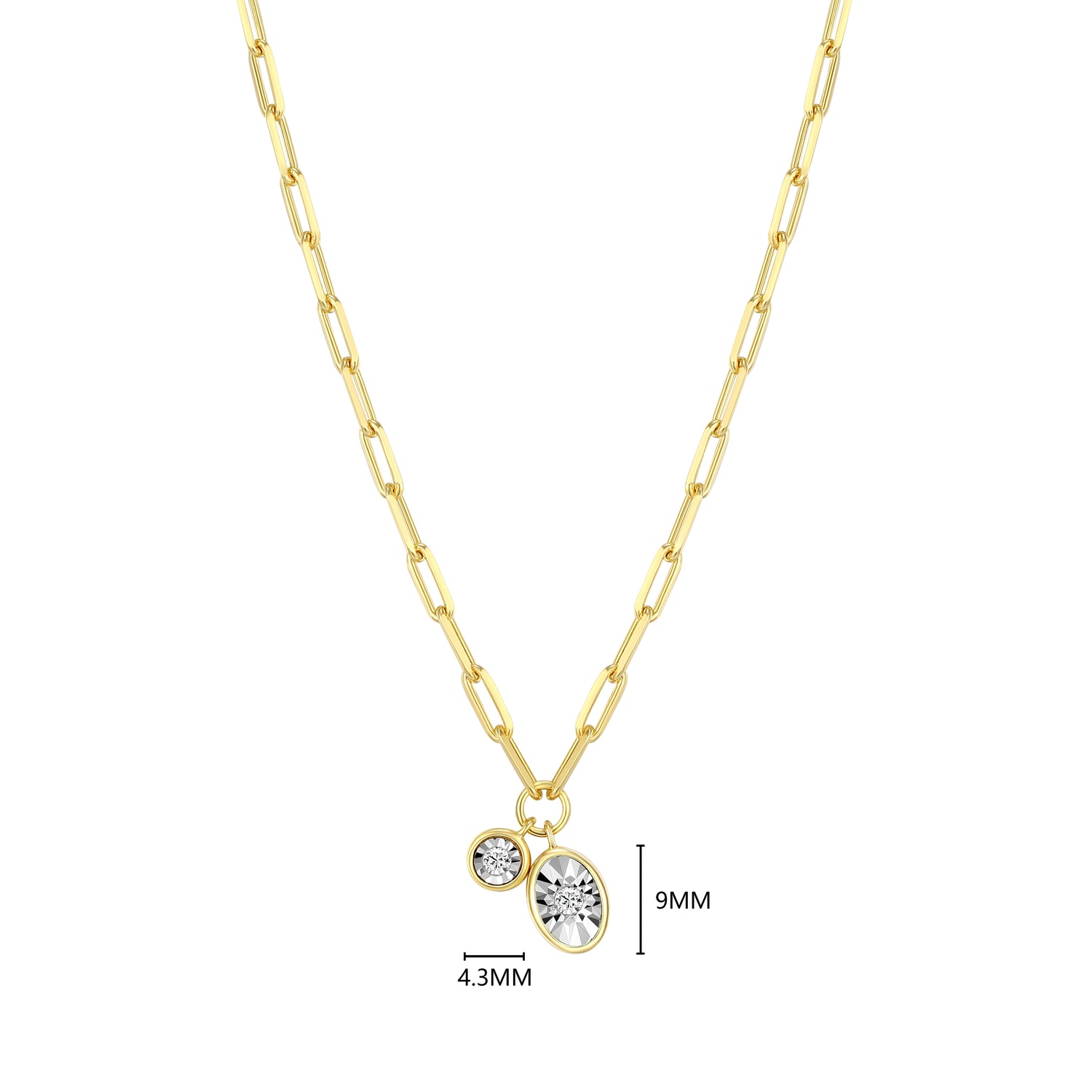 "M" April birthstone, gold-pla