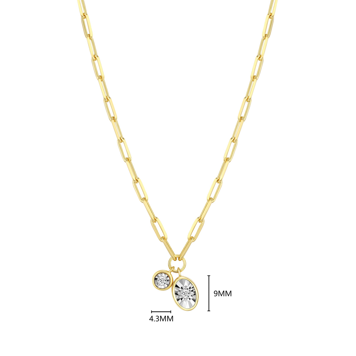 "M" April Birthstone Lab-Created Diamond Gold Paperclip Necklace