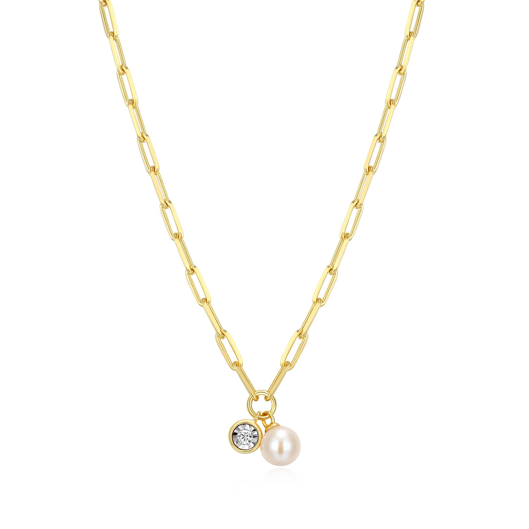 "M" June birthstone, gold-plat