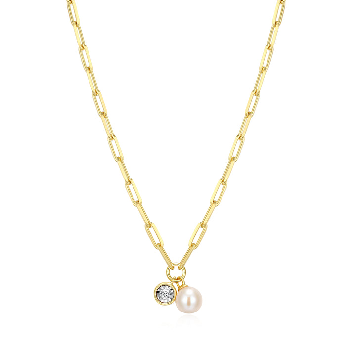 "M" June birthstone, gold-plat