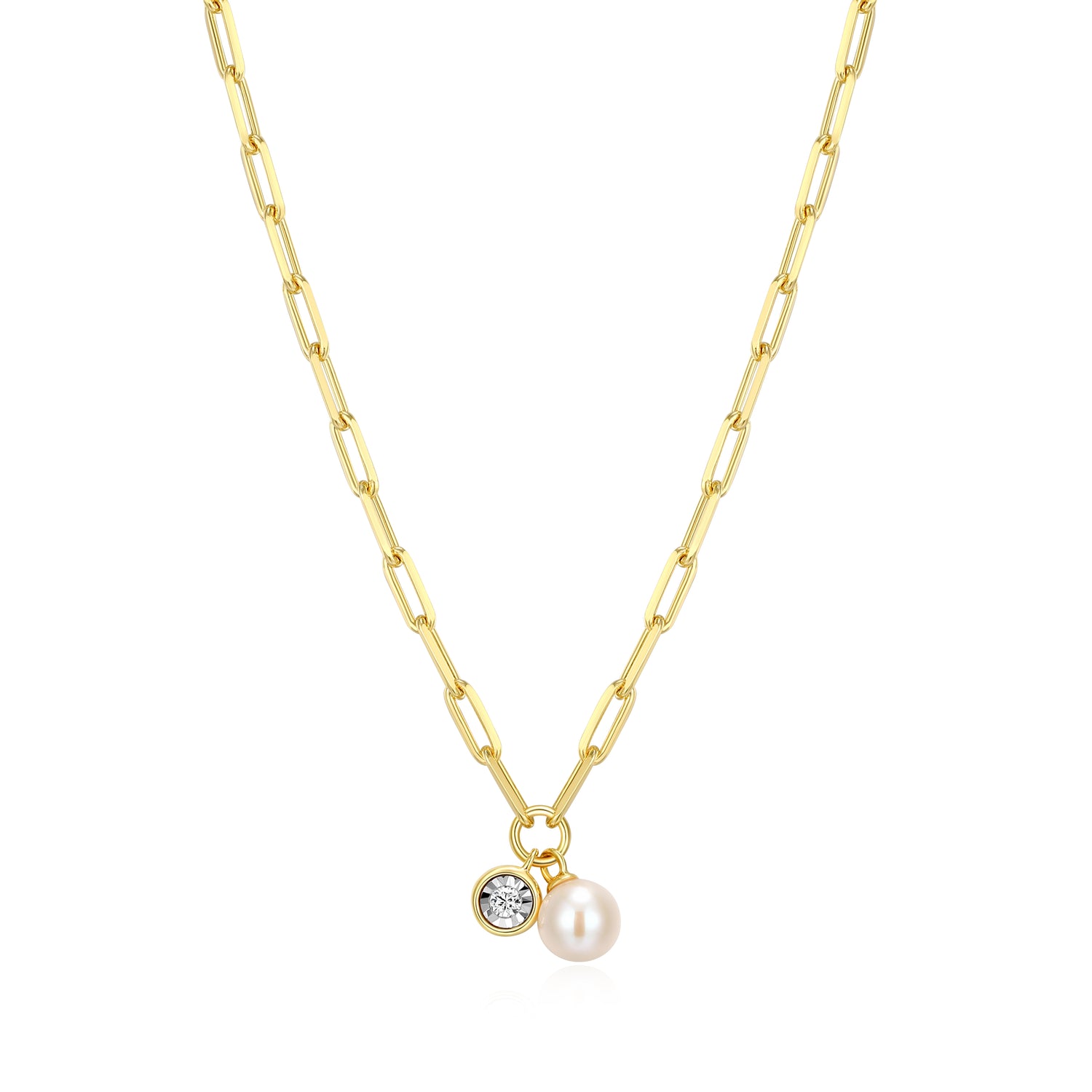 "M" June birthstone, gold-plat