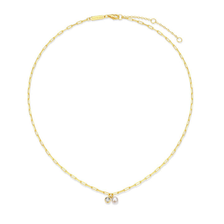 "M" June birthstone, gold-plat