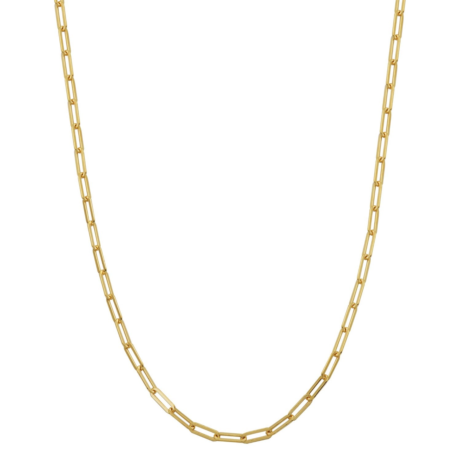 Gold-Plated Sterling Silver 3mm Paperclip Chain Necklace