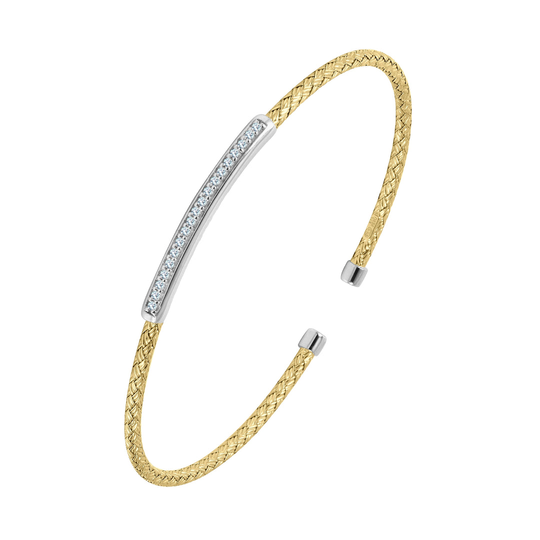 Cuff Bracelet with 2mm Woven CZ Bar