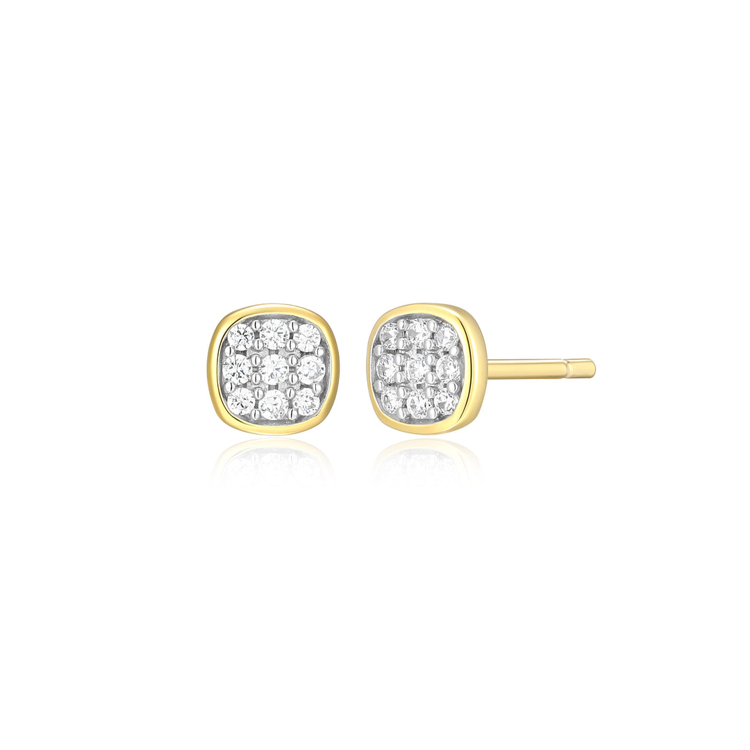 Pave Cushion Stud Earrings, 0.10tdw