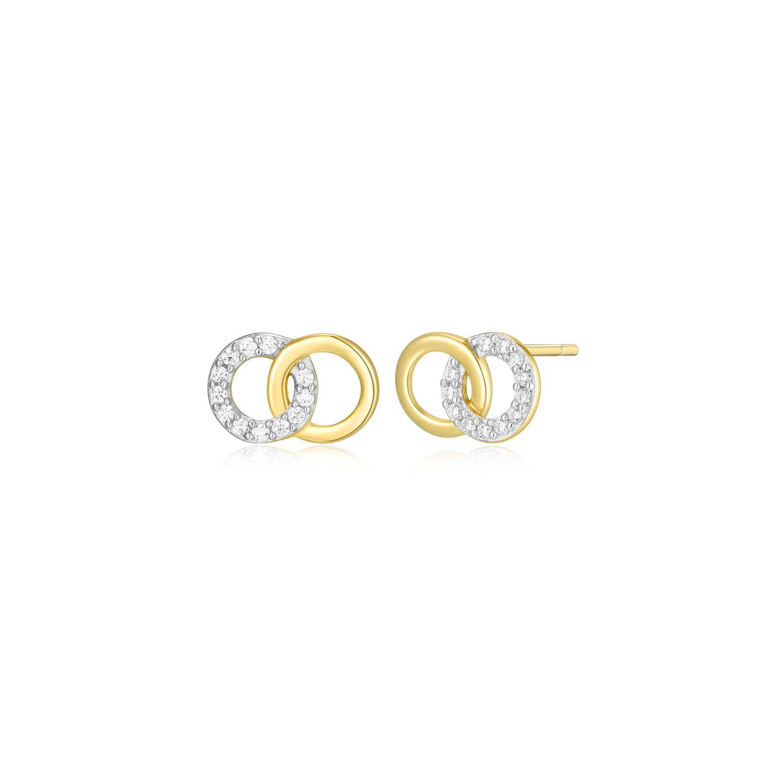 18k Gold-Plated Sterling Silver Interlocking Circle Lab-Created Diamond Studs