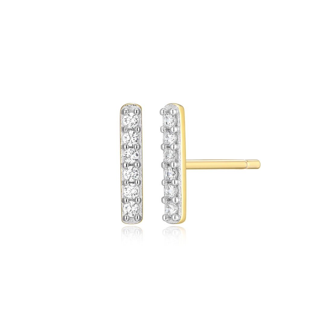"M" Lab-Created Diamond Two-Tone Bar Stud Earrings