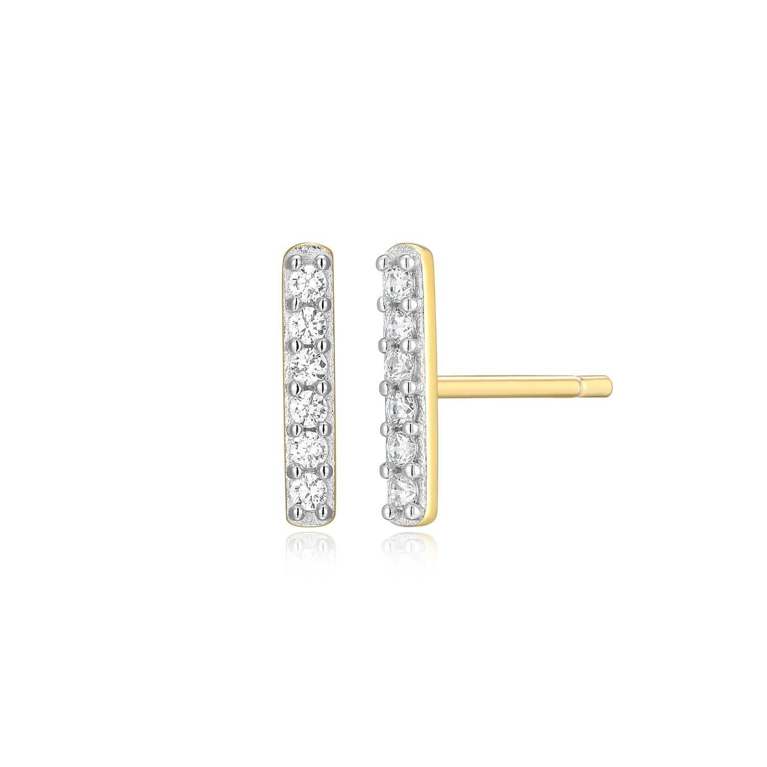 "M" Lab-Created Diamond Two-Tone Bar Stud Earrings