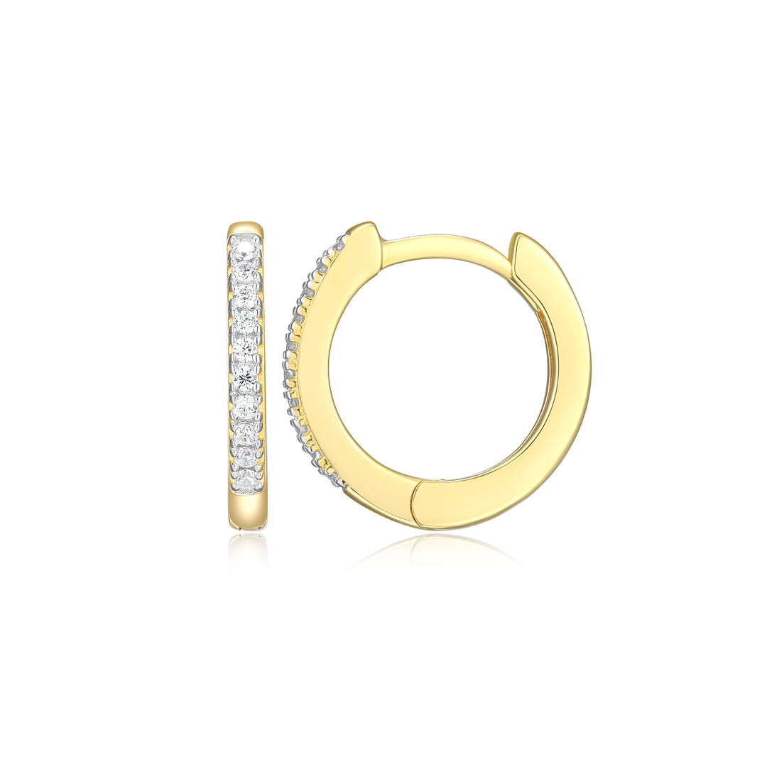 "M" 18K Gold & Rhodium Sterling Silver Lab-Created Diamond Huggie Earrings