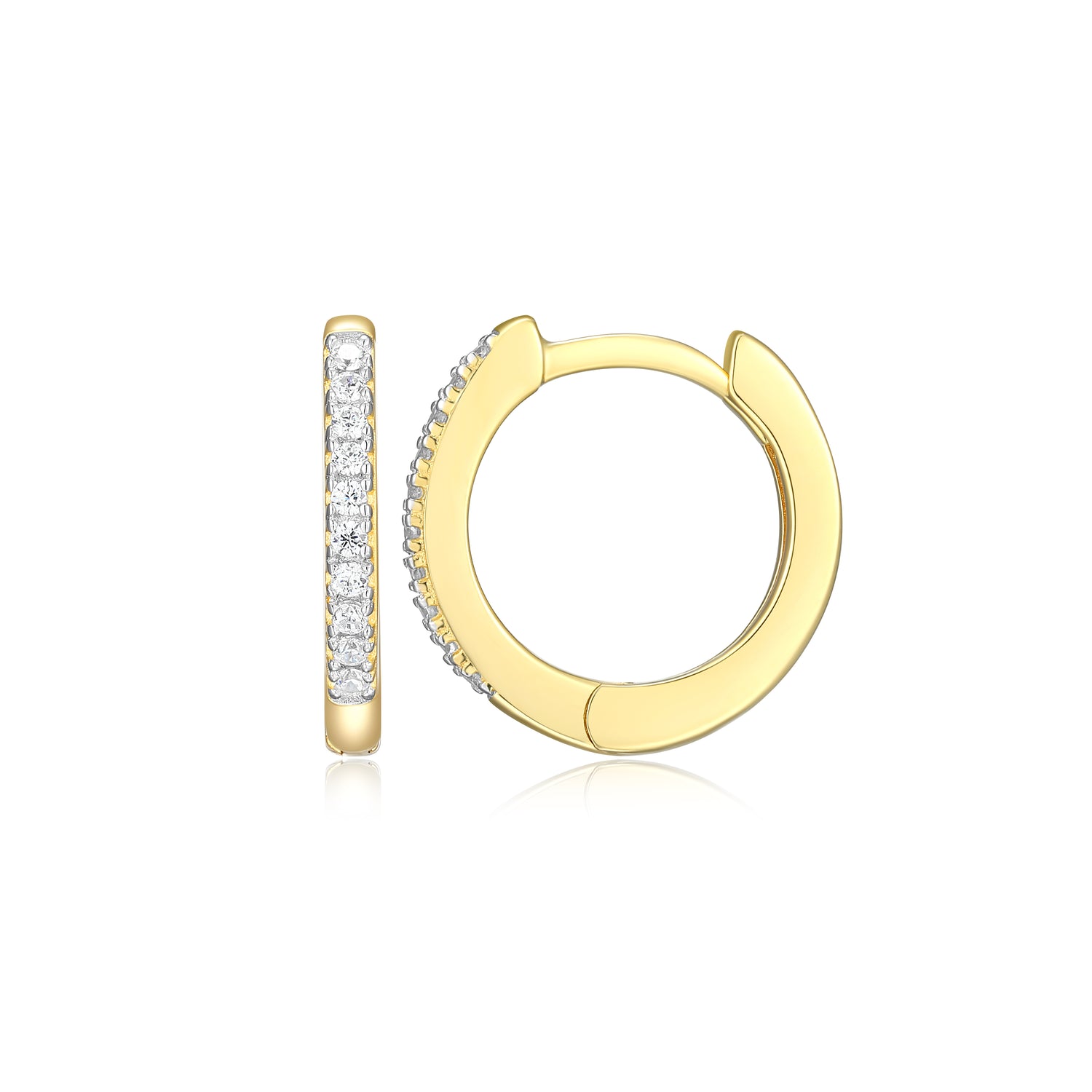 "M" 18K Gold & Rhodium Sterling Silver Lab-Created Diamond Huggie Earrings