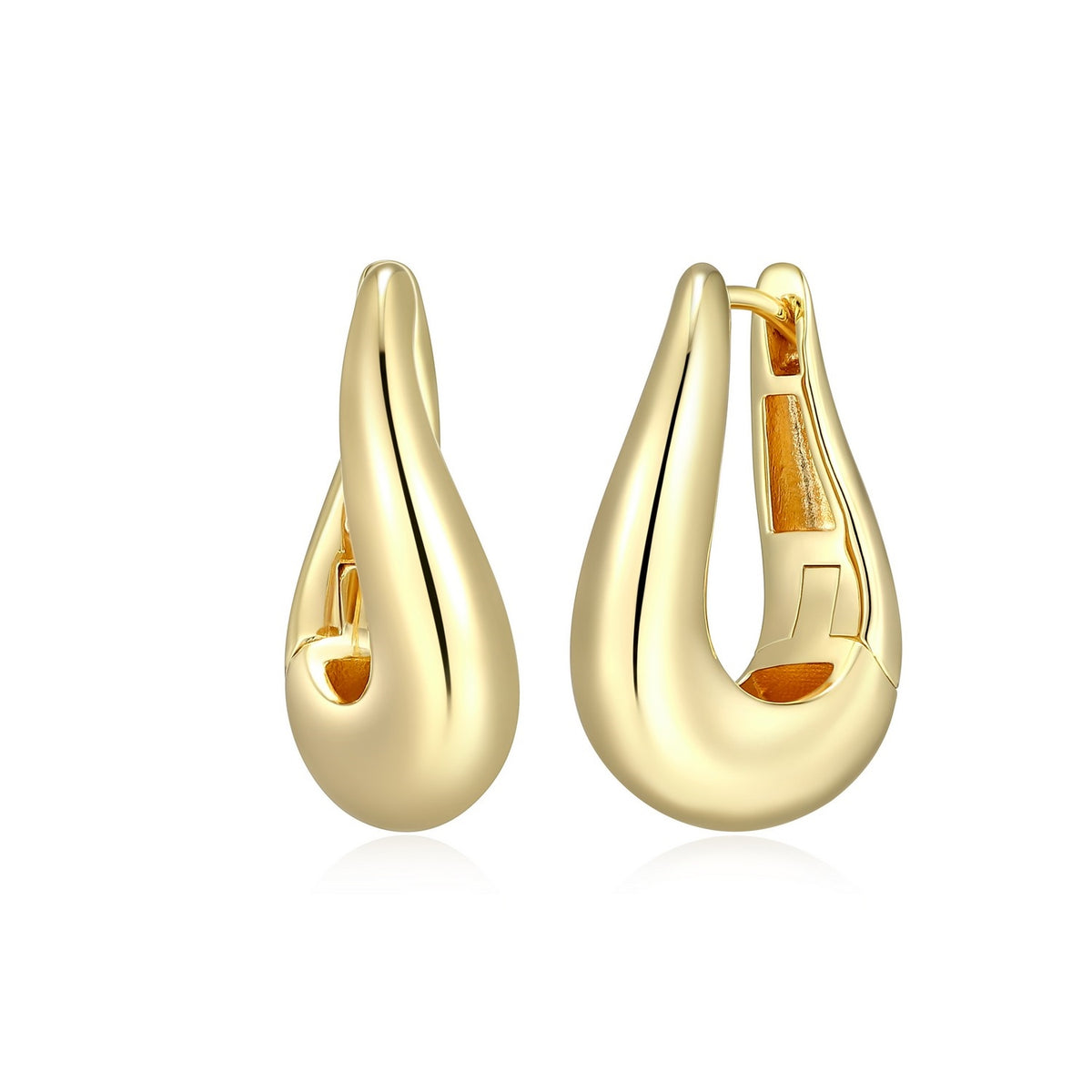 Oval Wavy Huggie Hoop Earrings