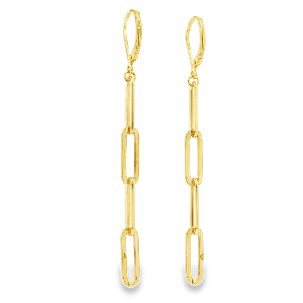 Gold-Plated Sterling Silver 14mm Paperclip Link Dangle Earrings