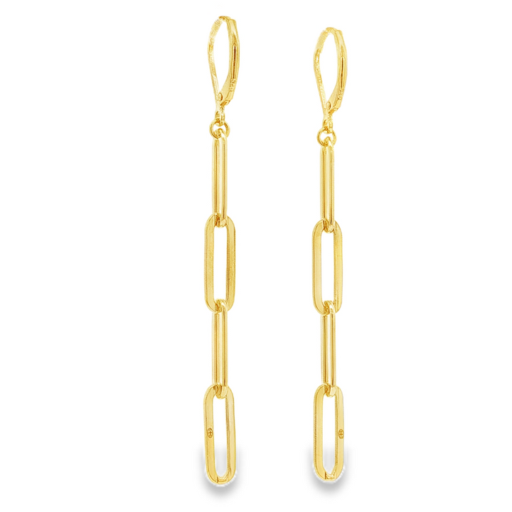 Gold-Plated Sterling Silver 14mm Paperclip Link Dangle Earrings