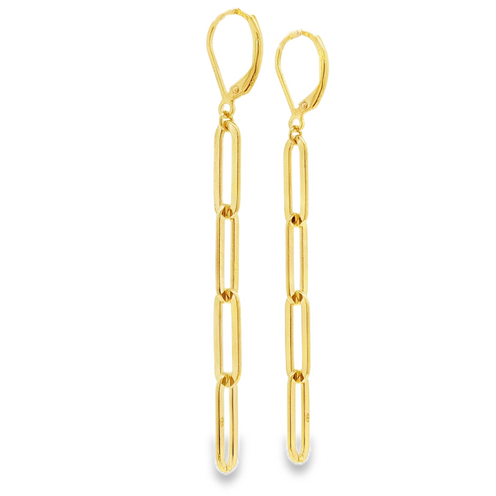 Gold-Plated Sterling Silver 14mm Paperclip Link Dangle Earrings