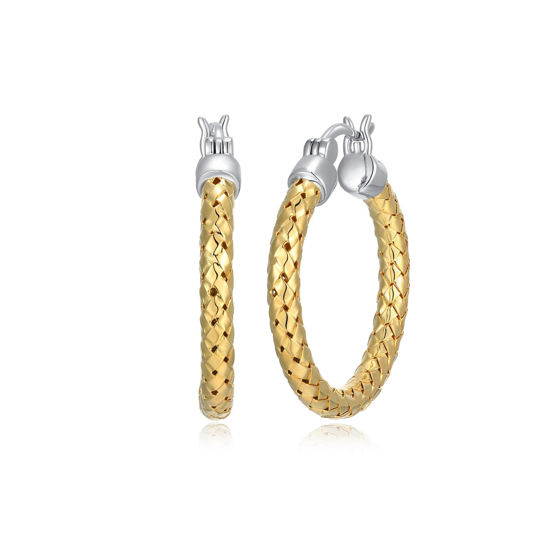Gold-Plated Sterling Silver 3mm Woven Hoop Earrings