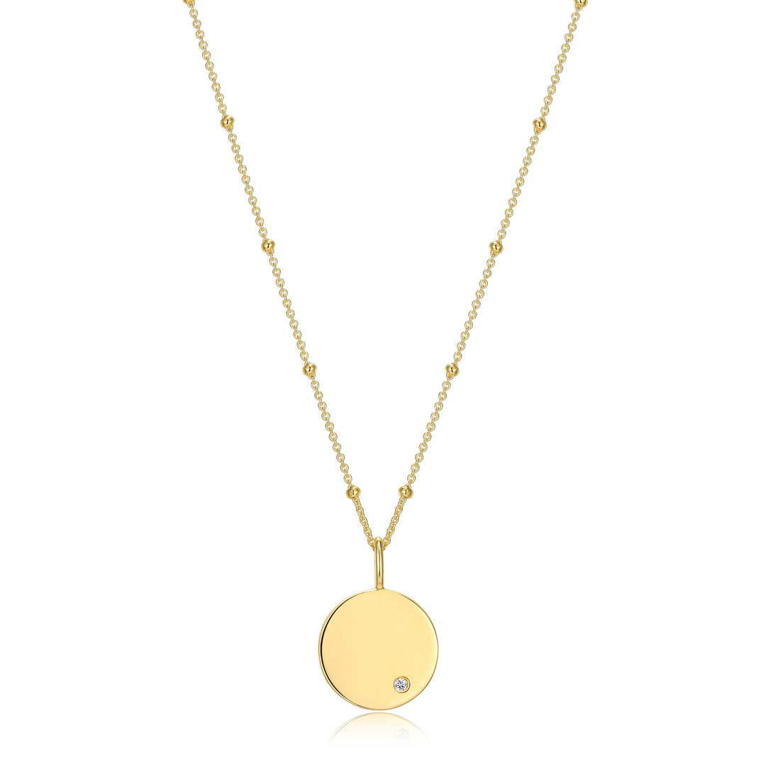 Engravable 18k Gold Plated Disc Pendant - Personalized Jewelry