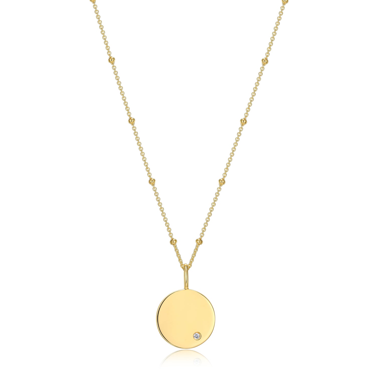 Engravable 18k Gold Plated Disc Pendant - Personalized Jewelry