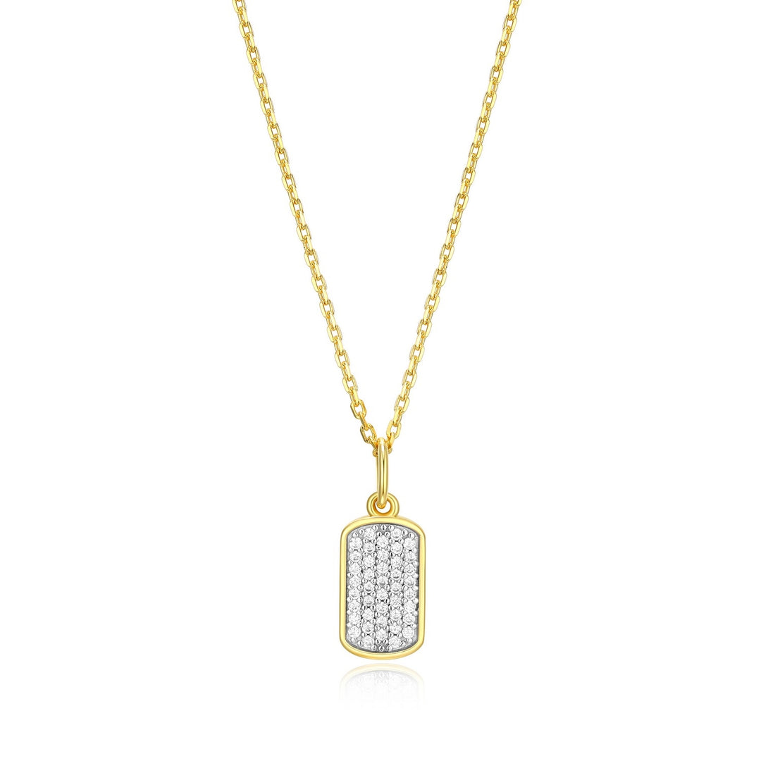 18k Gold-Plated Sterling Silver Lab-Created Diamond Tag Necklace
