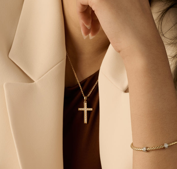Gleam Cross Pendant in Gold-Plated Sterling Silver by Charles Garnier