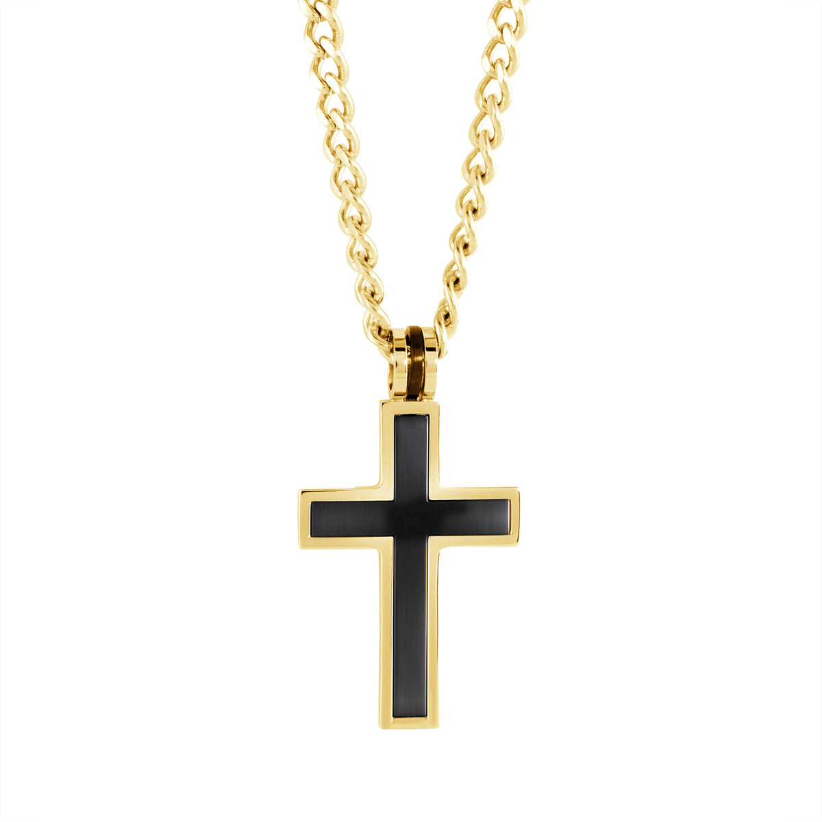 Gold & Black Plated Cross Necklace