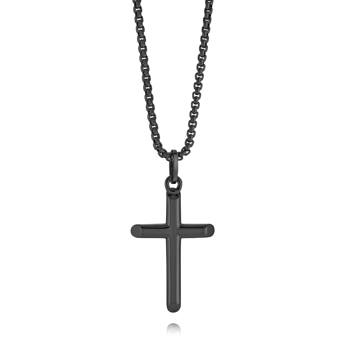 Italgem Steel Matte Black Ion Plated Cross Pendant