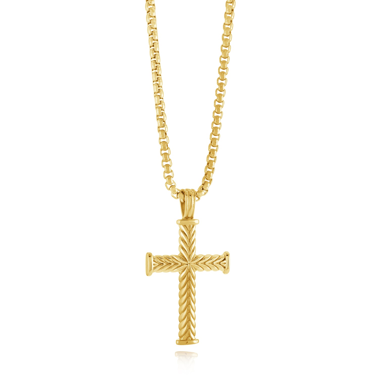 Italgem Steel Gold-IP Chevron Cross Pendant
