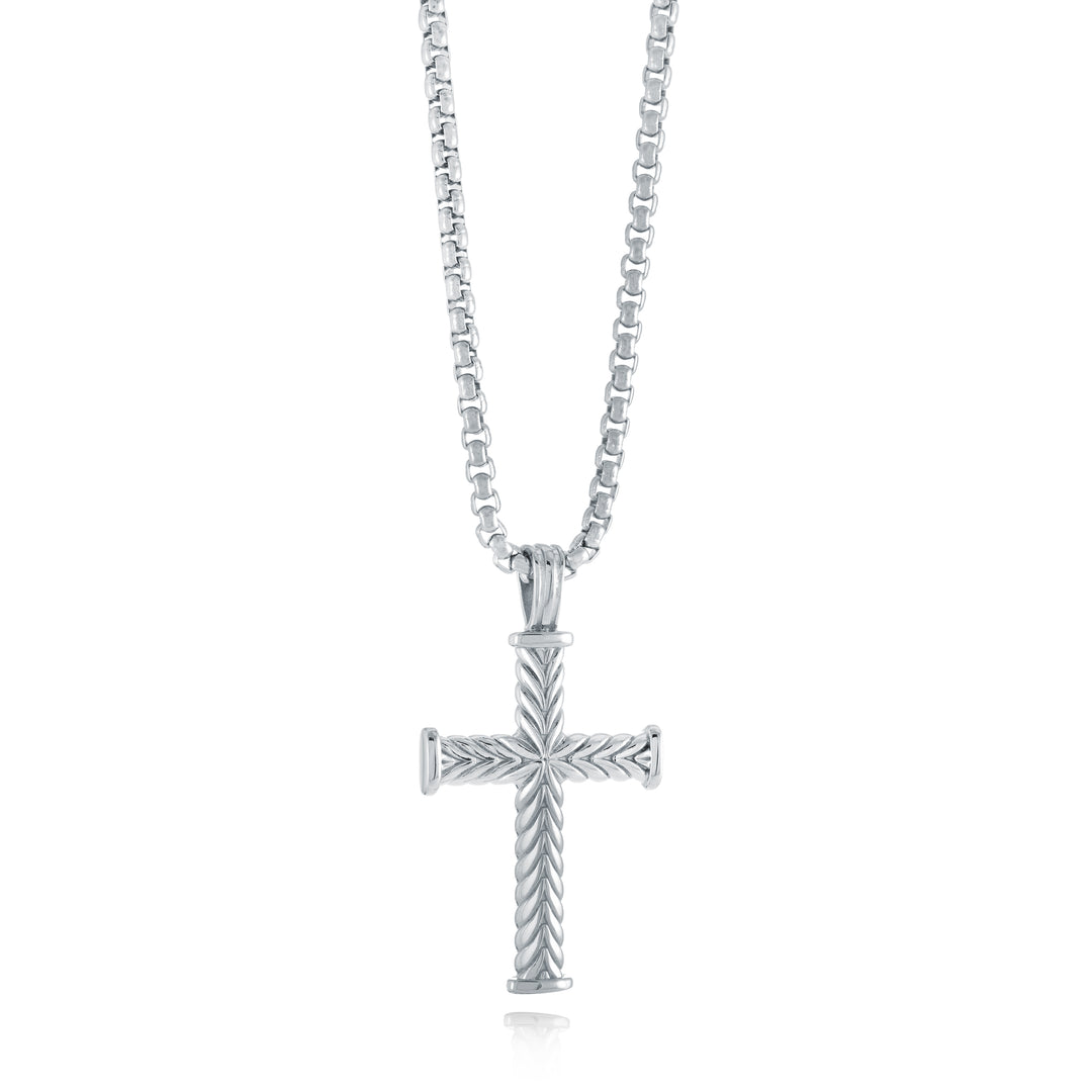 Italgem Polished Stainless Steel Chevron Cross Pendant