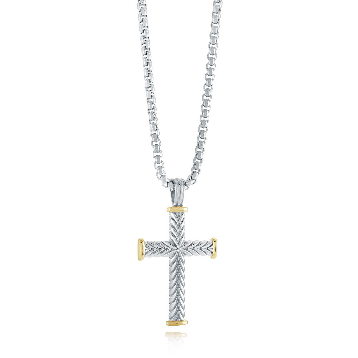 Two Tone 35MM Chevron Cross Pendant
