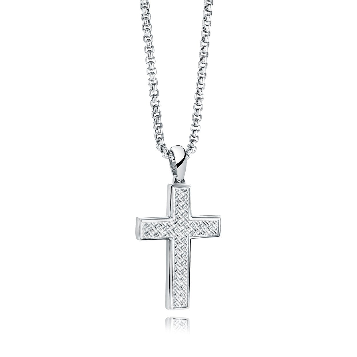 Weave Center Stainless Steel Cross