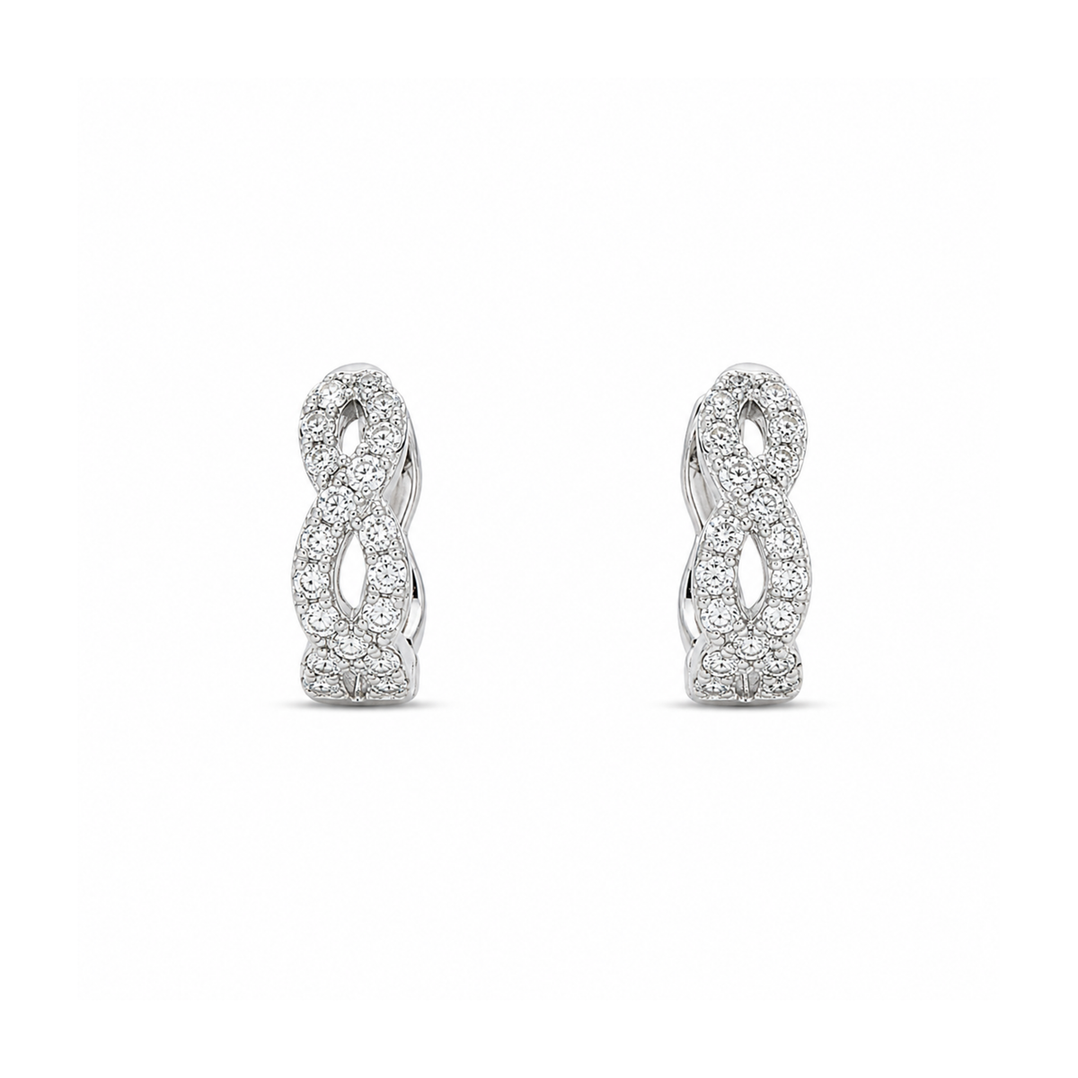Repeating Infinity Pattern Huggie Hoop Earrings