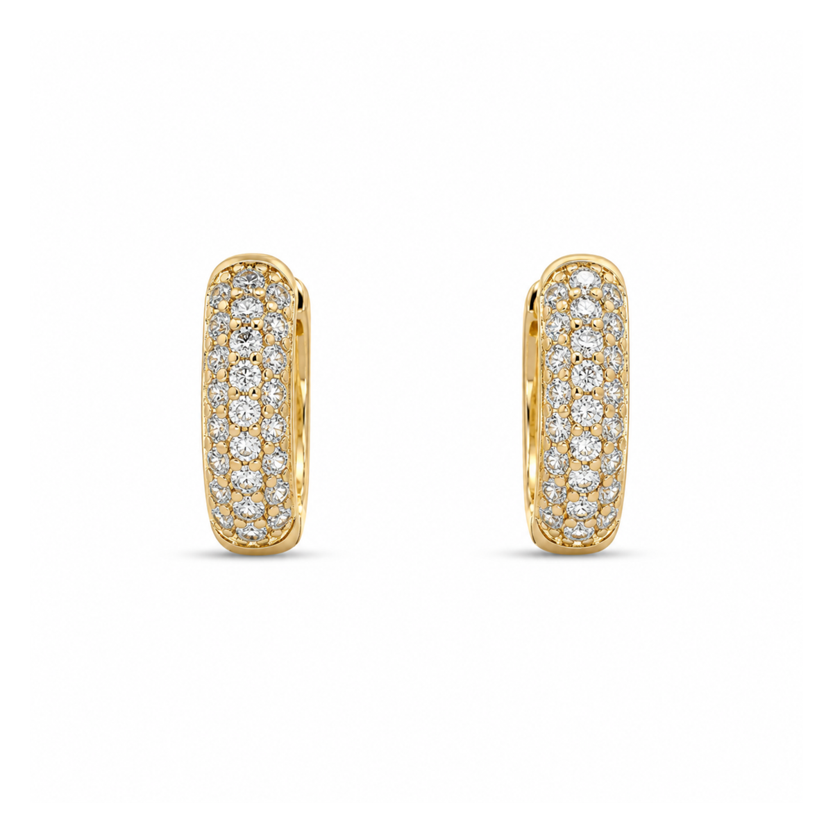Thrre Row Cubic Zirconia Huggie Hoop Earrings