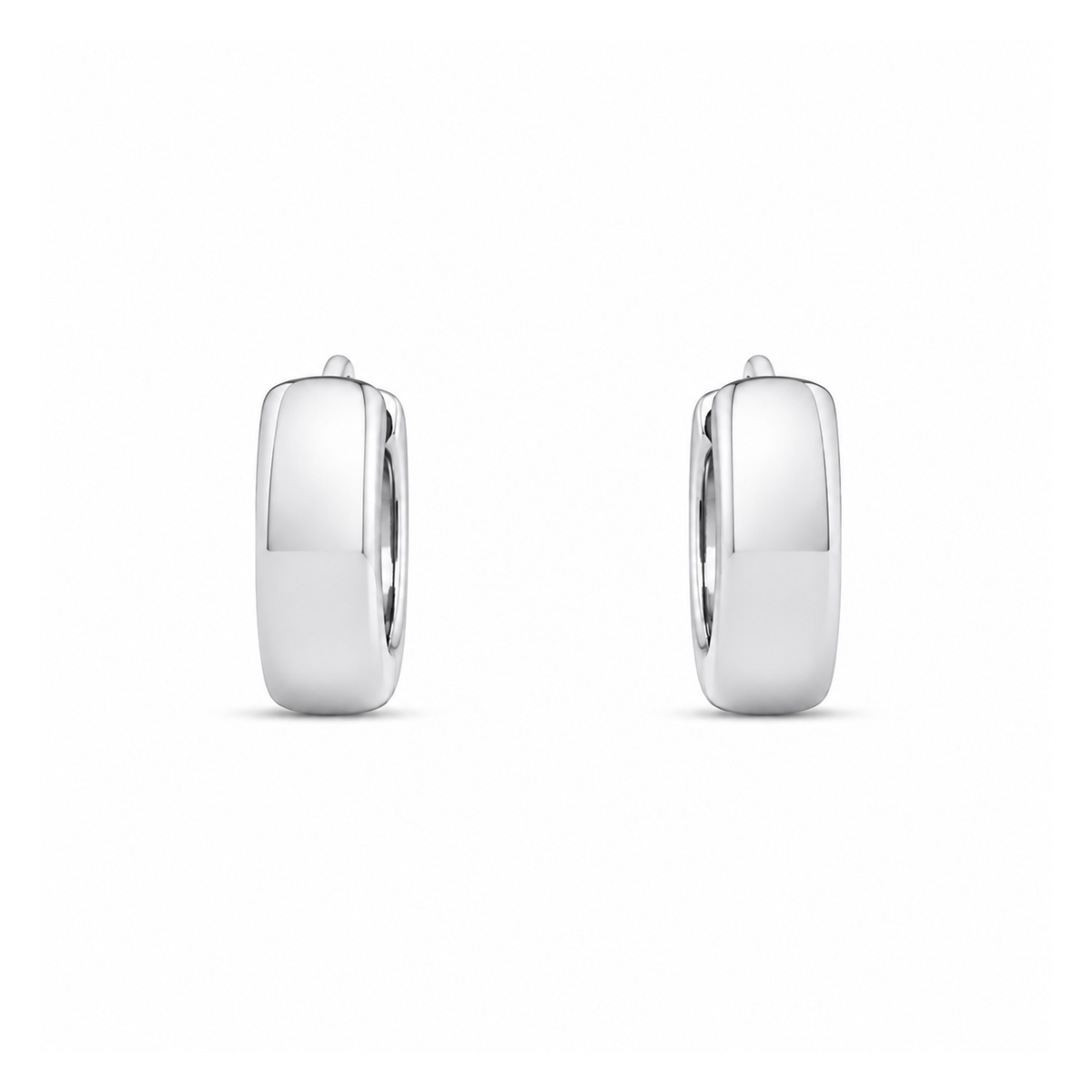 High Polish 11mm Huggie Hoop Earrings, Sterling Silver