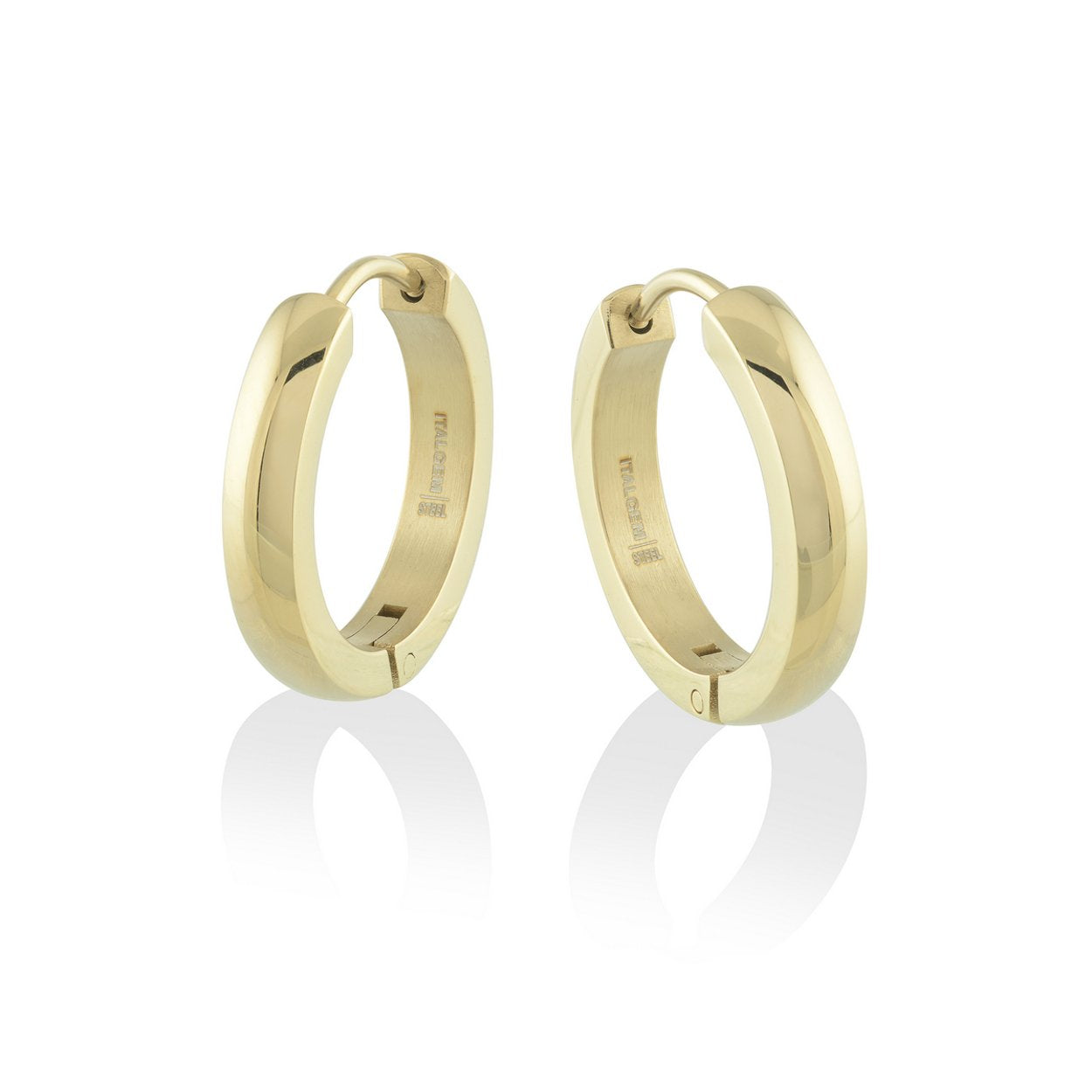 Veloria Gold IP Stainless Steel 3mm Polished Huggie Earrings