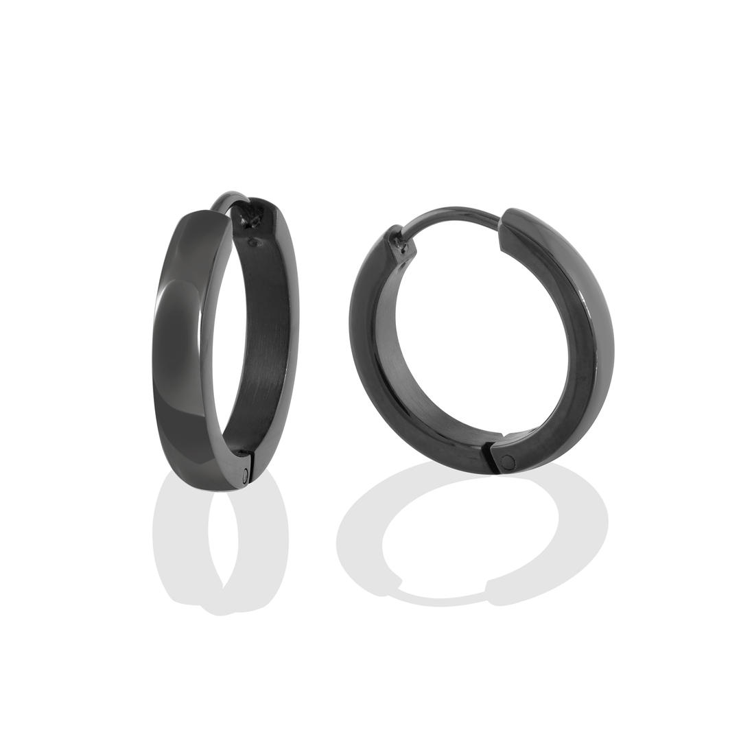 17.5MM Black IP Huggie Hoop Earrings