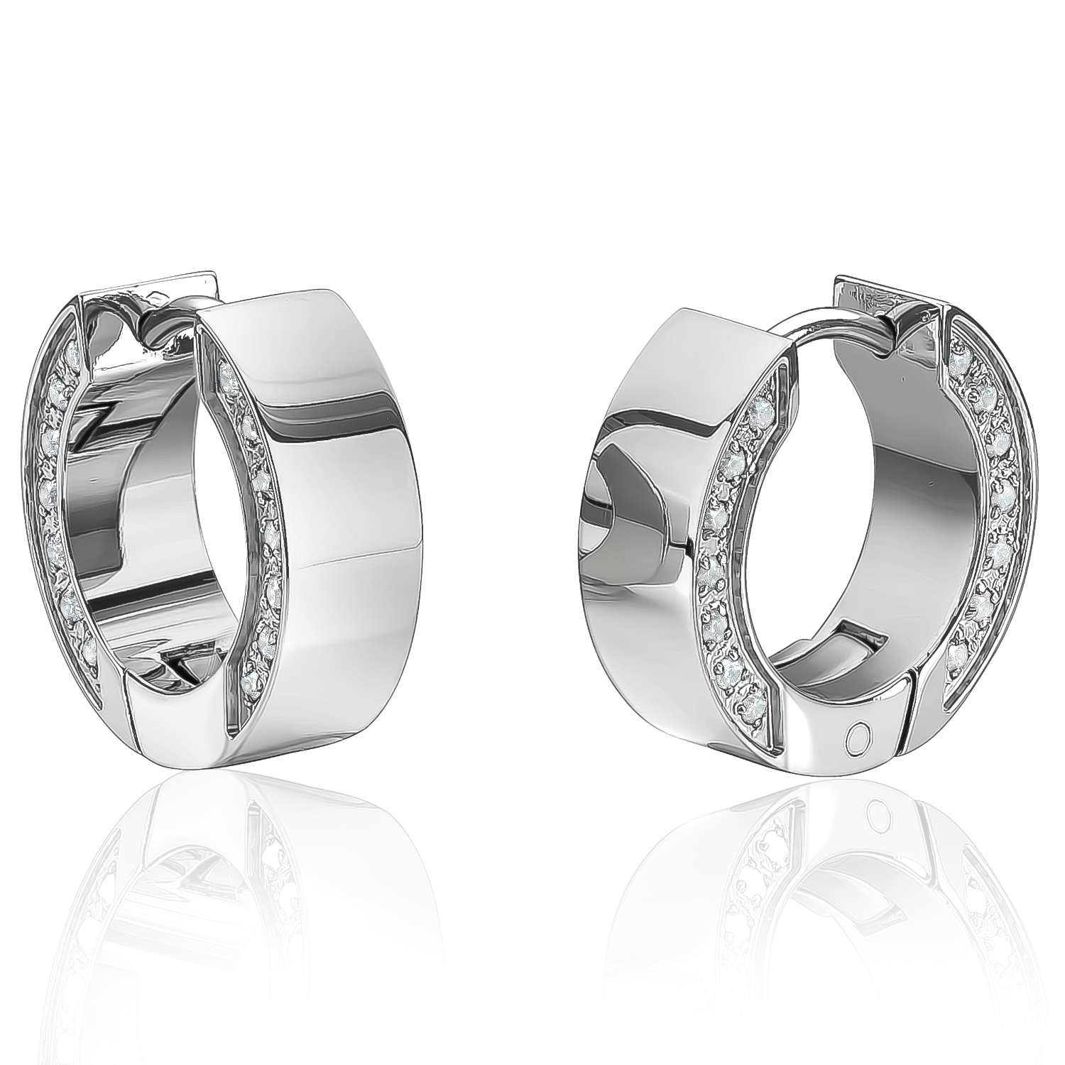 15MM Polished, Wide Huggie Hoop Earrings
