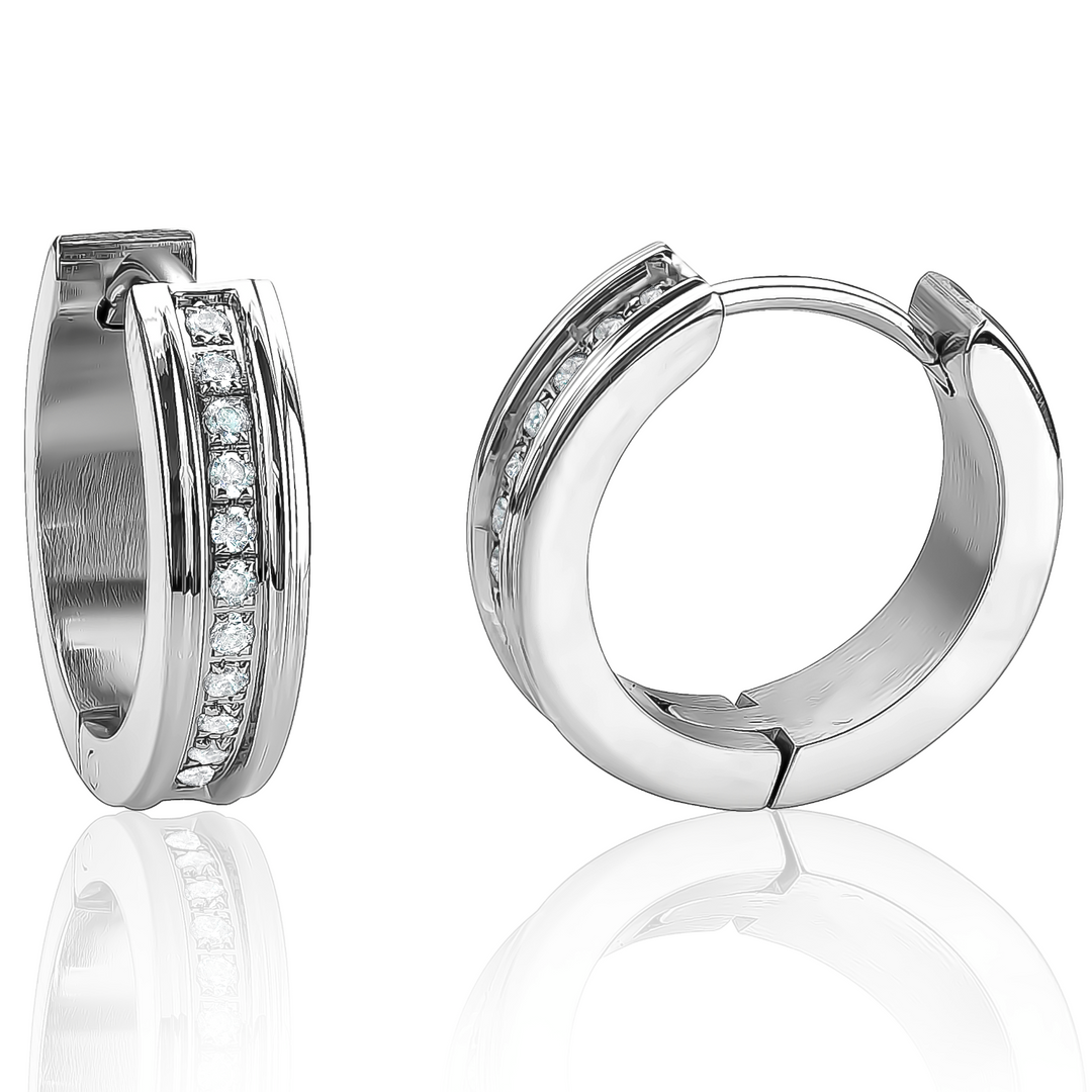 CZ Accented 17MM Huggie Hoops