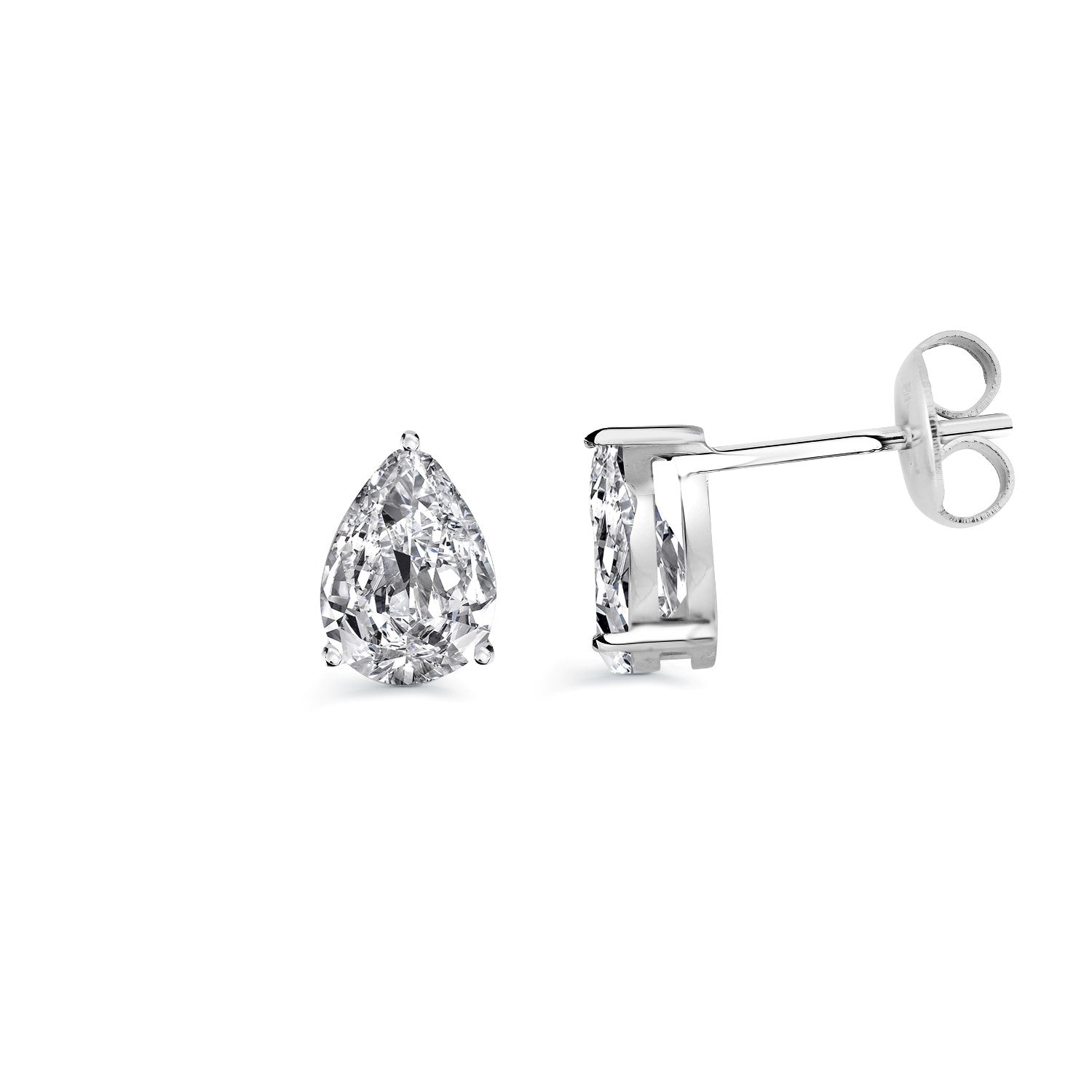 Italgem Steel Pear CZ Stud Earrings