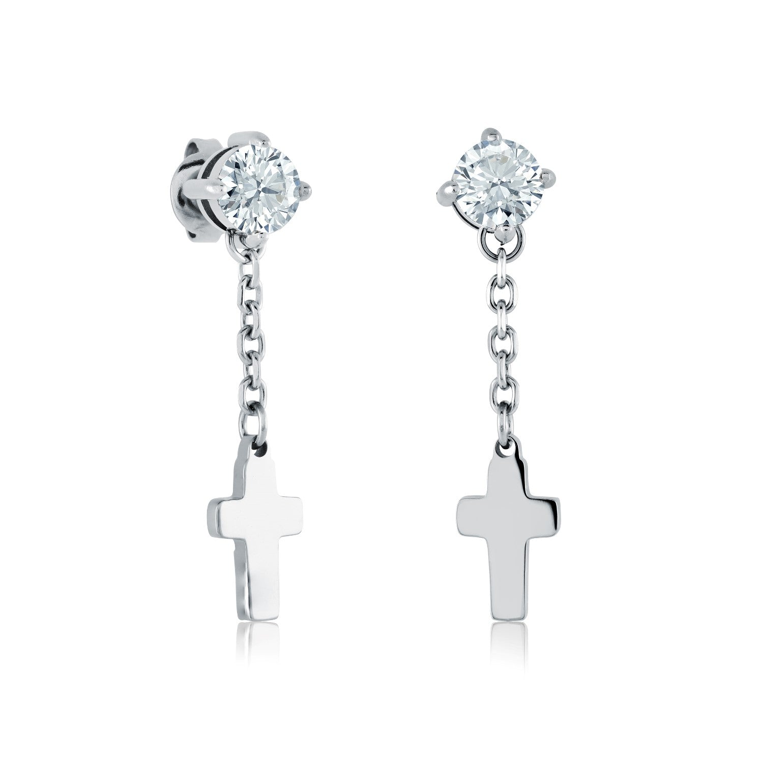 Italgem Steel 6mm CZ cross dangles