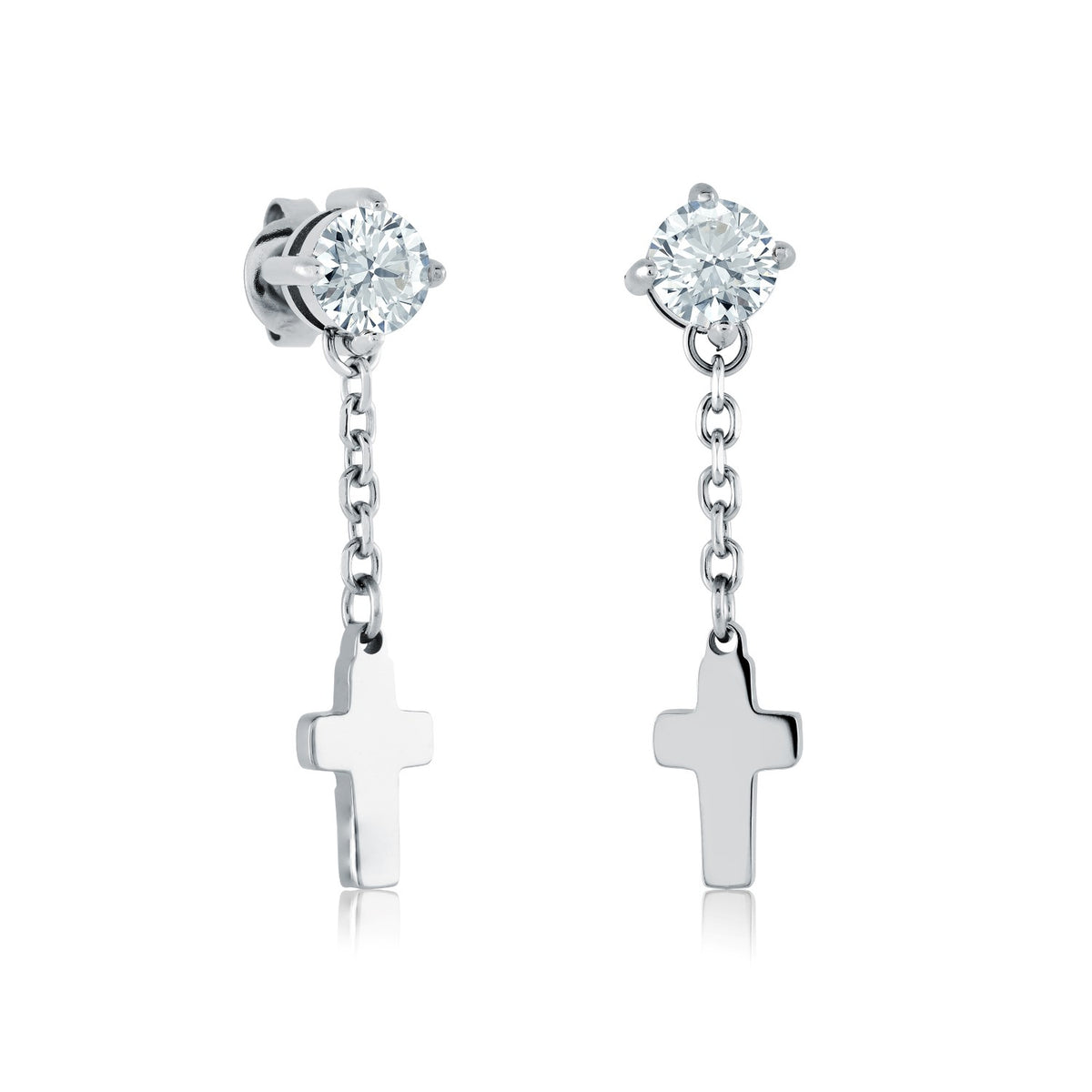 Italgem Steel 6mm CZ cross dangles
