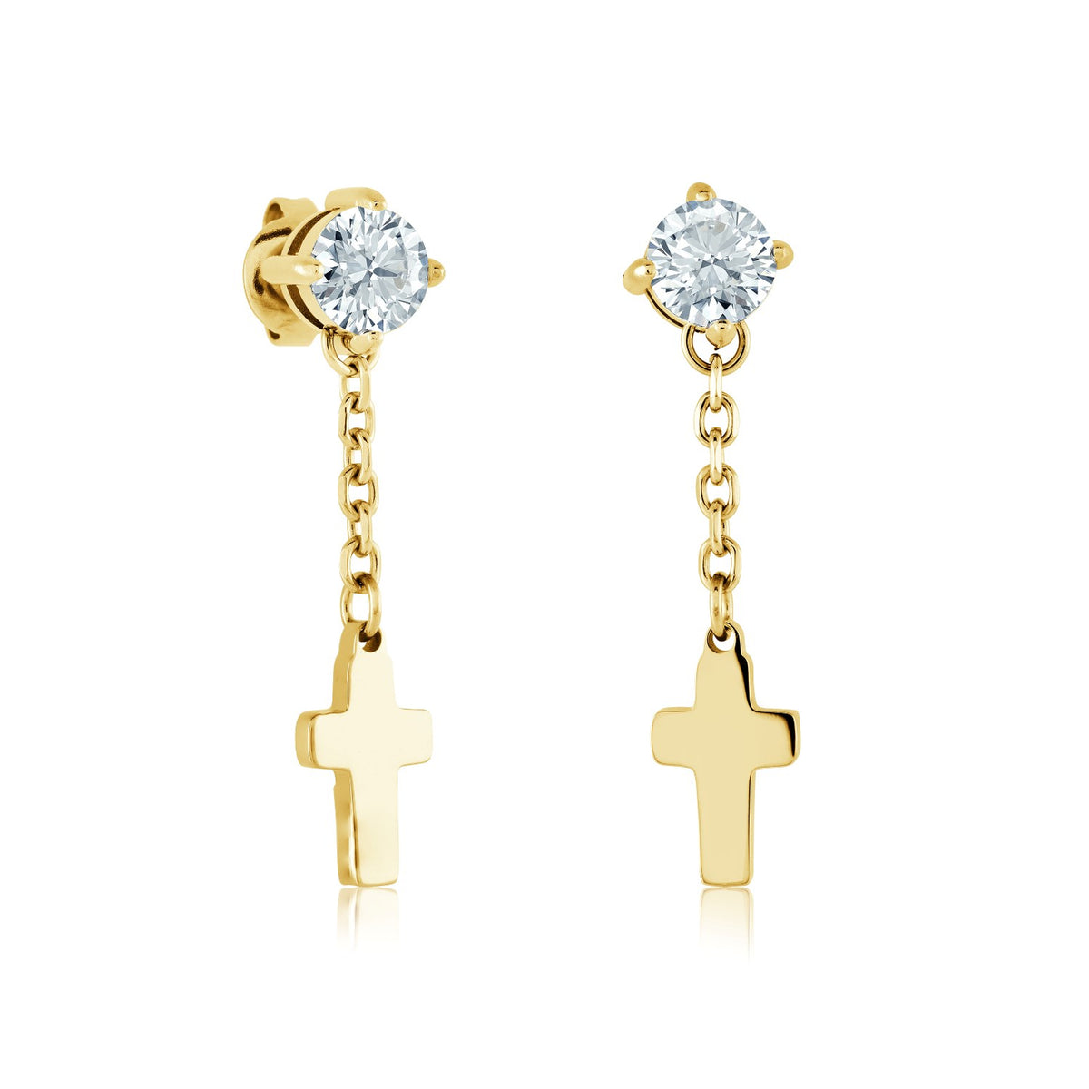 Italgem Cross Dangle Hoop Earrings