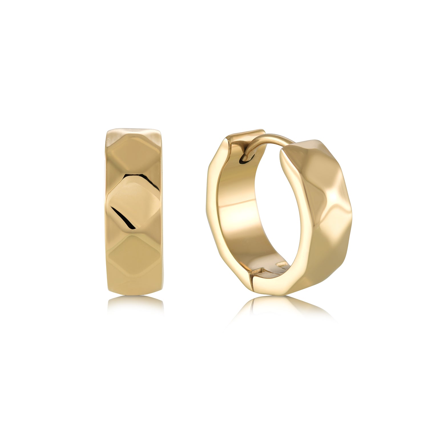 Italgem Steel Faceted Huggie Earrings