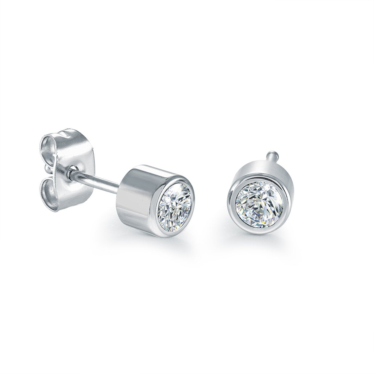 5MM White CZ Stud Earrings