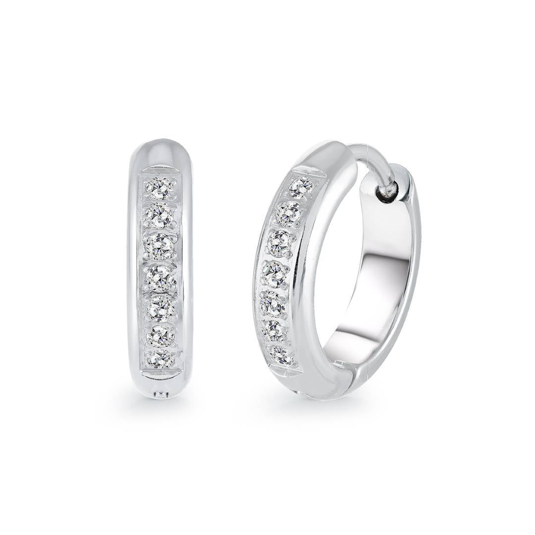 Children’s Stainless Steel 12mm CZ Huggie Earrings