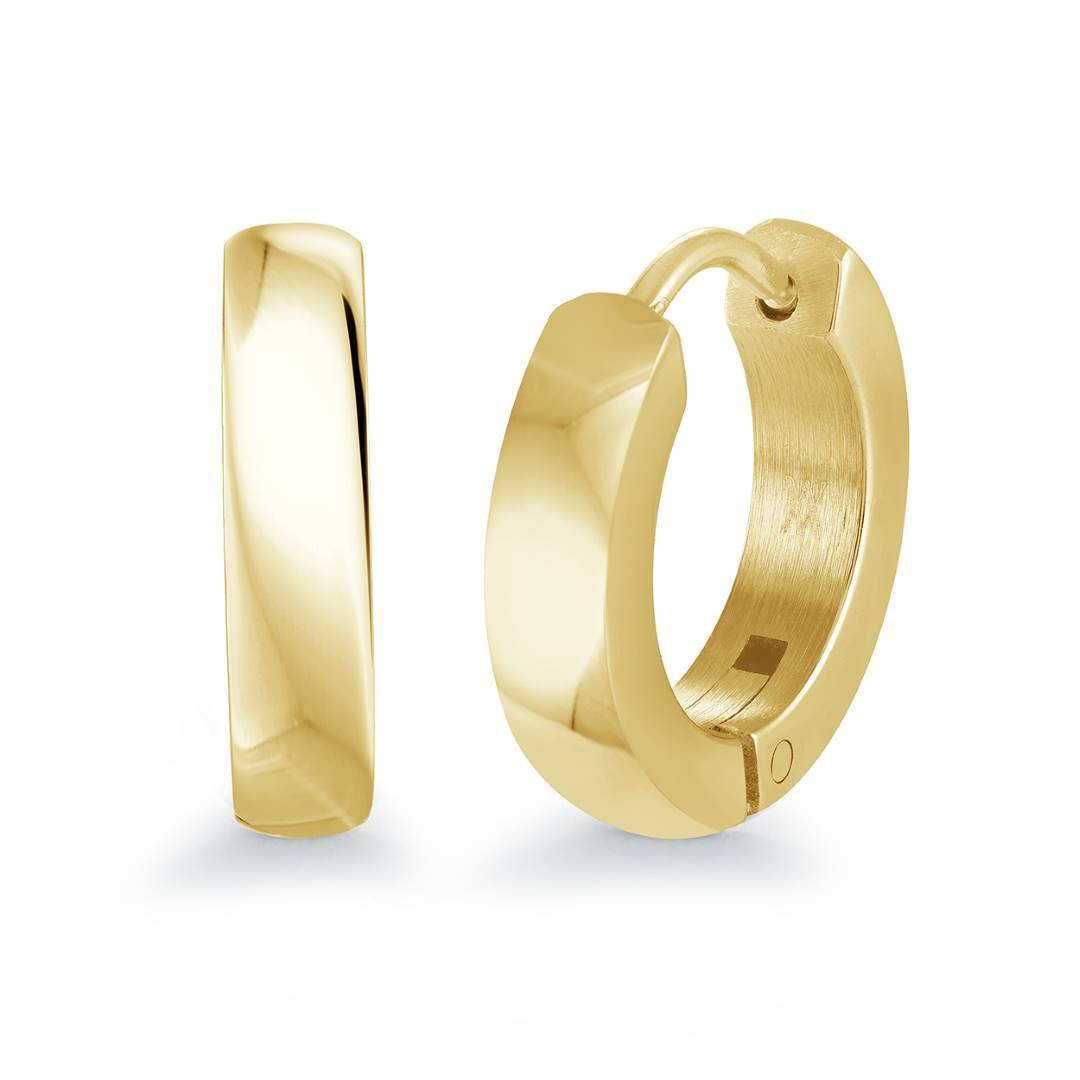 Veloria Gold IP Stainless Steel 14x3mm Huggie Hoop Earrings