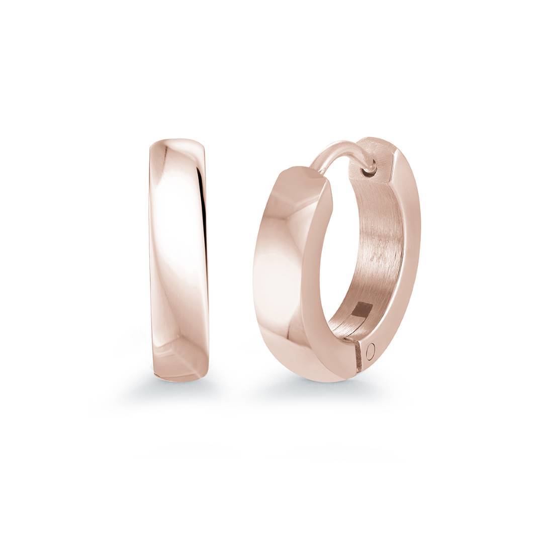 Veloria Rose Gold IP Stainless Steel 14x3mm Huggie Hoop Earrings