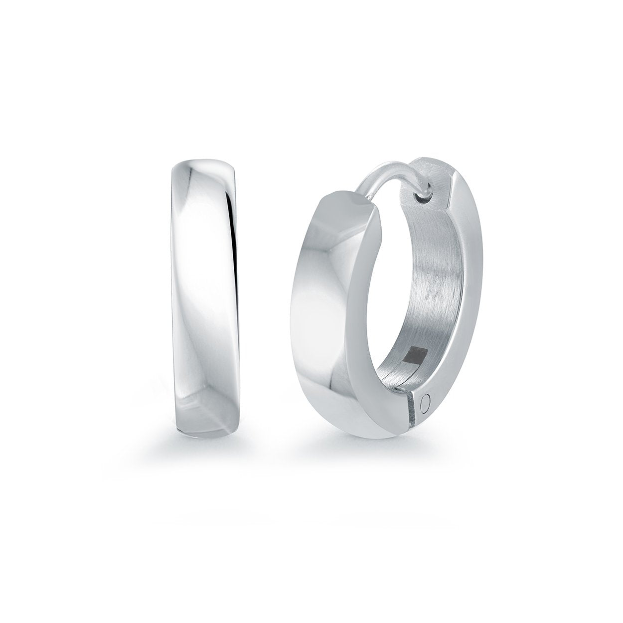 Veloria Stainless Steel 14x3mm Huggie Hoop Earrings